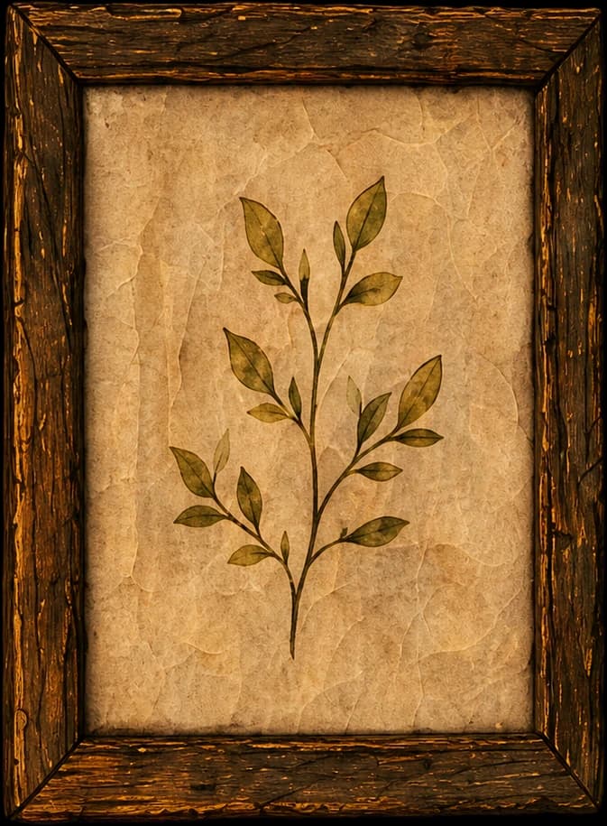 A framed botanical drawing